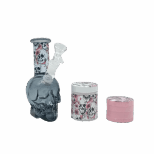 5 INCH SKULL BONG GIFT BOX SET WITH BONG, GRINDER, AND STORAGE CONTAINER 6 PIECE– SMOKE - ARB229